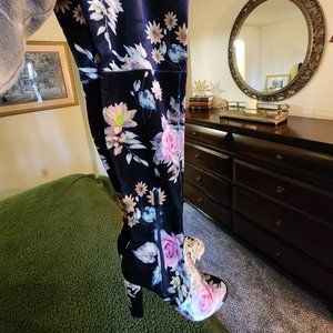 Vintage Floral Velvet High Heel Boots